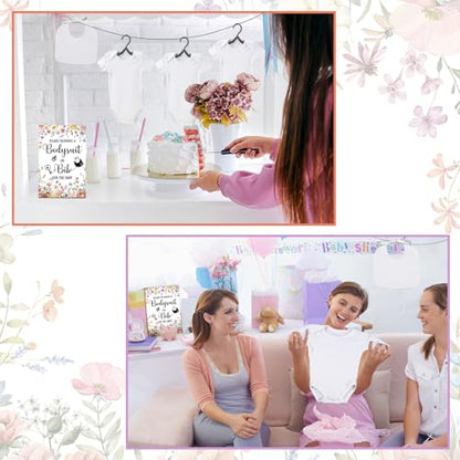 Chuarry 43 Pcs DIY Bibs Decorating Kit 8 Bodysuits 8 Pcs 2 Ply White Bibs 10 Fabric Markers 16 Stencils Baby Shower Sign(Wildflower) - style: Wildflower