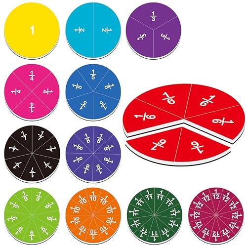 SpriteGru 78 PCS Magnetic Fraction Tiles, Educational Math Learning Manipulatives Set for Preschool Elementary School, Fraction Bar Set Educational Learning Tool Kit for Classroom, School Supplies - style: Circle