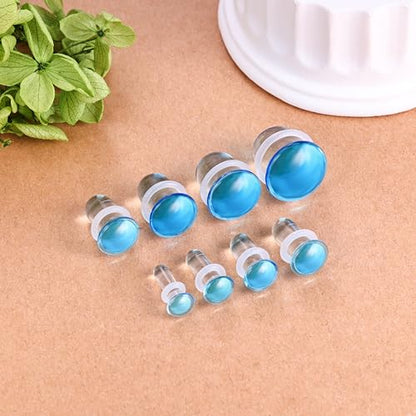 Glass Ear Stretching Kit Single Flare Plugs & Rubber Rings Unique 1mm Increments 3mm-25mm Gradual Sizing Smooth Glass Gauges for Daily Wear Earring Expander Stretcher Piercing Body Jewelry 2Pc - color: Blue, size: 22mm