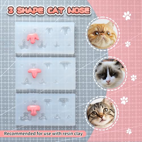 Nuvretk 8 Cute Silicone Molds for Needle Felting - Cat Nose Shapes for Stuffed Animals, DIY Crafts, and Accessories (Garfield) - size: CAT-Garfield
