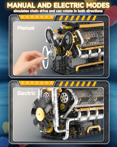 Karei V8 Engine Building Set 1065 PCS- Manual & Electric Dual Working Modes