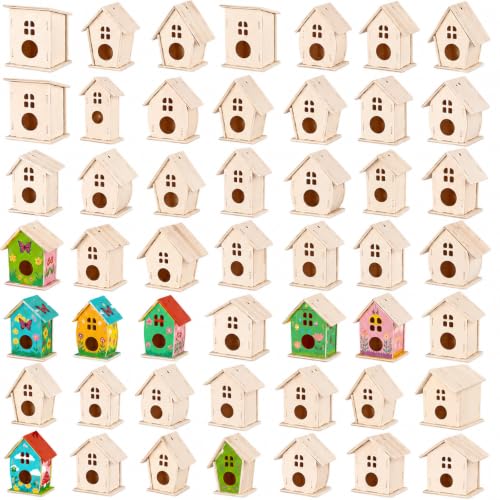 Sawysine 107 DIY Birdhouse Kits, Wooden Bird House Round Entrance - style: Lovely Style