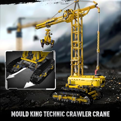 Mould King MOC Crawler Crane Advanced Building Kit for Adults, MOC Mobile Crane Heavy-Duty Truck Sets to Build, APP Control Large Engineering Vehicles, Construction Model Toy for Youth (1731 PCS)