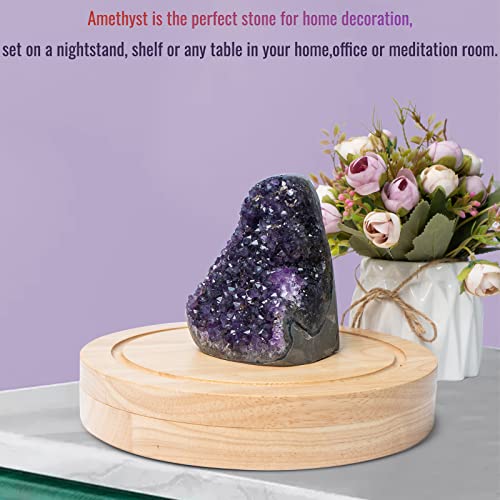 Natural Deep Purple Amethyst Crystal Geode from Uruguay 1.5-2 lb, A Grade Amethyst Cluster, Premium Gift Box for Collectors Reiki Healing Positive Energy by GEMBOURY - size: 1.5-2 Pound Large