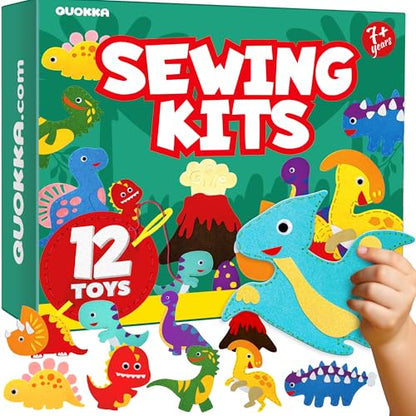 Sewing Kit for Kids Ages 8-12 - 12 Beginner DIY Kids Sewing Crafts Ages 4-7 - color: 5.0 Dino