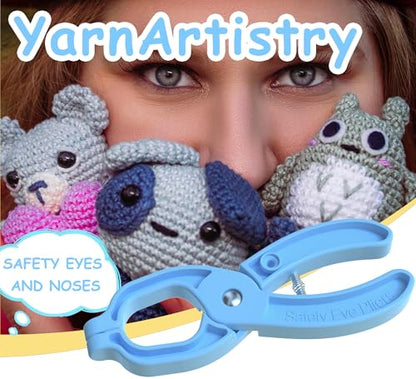 GEOCCI Safety Eye Tool Auxiliary Tool for Attaching Safety Eyes for Crocheting Safety Eyes Crochet Tools for Amigurumi Crochet & Stuffed 5-30mm Animal Eyes Making Supplies Tool（Blue 1pcs） - color: blue