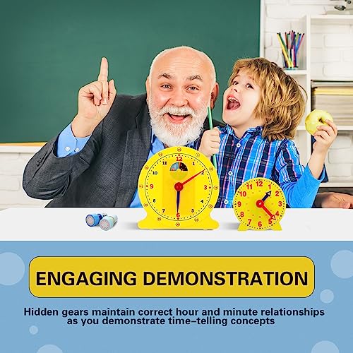 Lenwen 2 Pcs Classroom Clock Kit Learning Analog Clock for Kids