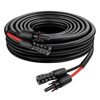 XRDS -RF Solar Cable 10FT, 8AWG Solar Extension Cable with Male & Female Solar Connectors, Flame-Retardant Protective Sleeving Solar Panel Cable, Weatherproof PV Wire for Solar Panel Connection - size: 8AWG 10FT