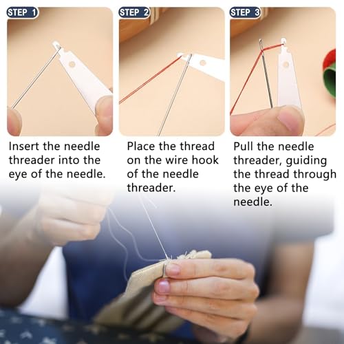 48Pcs Sewing Tool Set & 2 Edge Rulers Big Eye Steel Needle with Zipper Case