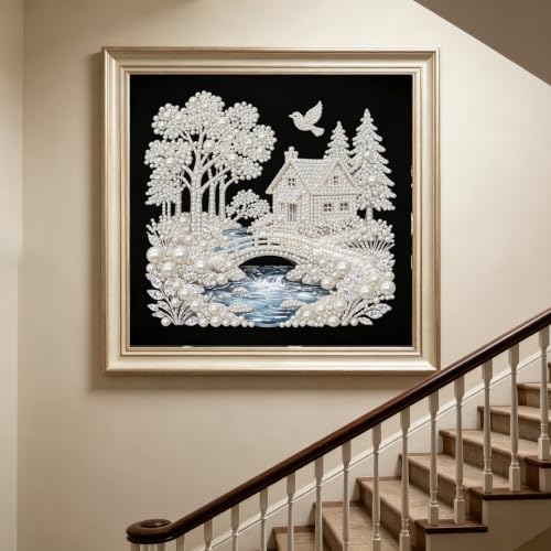 BYGFHLYW Pearl House Diamond Painting Kits for Adults,5D Diamond Art - color: PL25-1