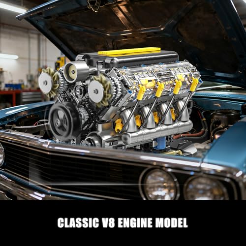 V8 Engine Model Kit that Runs, Visible Mini Car Motor Building Blocks Set for Adults, Compatible with Lego, STEM Physical Science Educational Toy for Teens Boys 14+ (905 PCS)