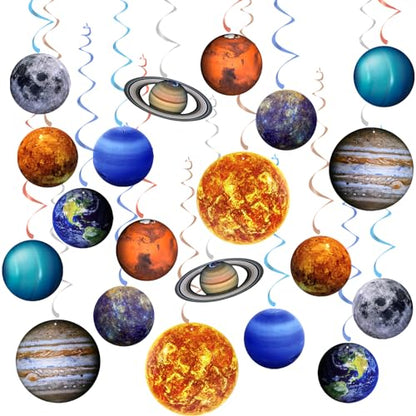 40PCS Space Solar System Theme Hanging Swirls Decorations