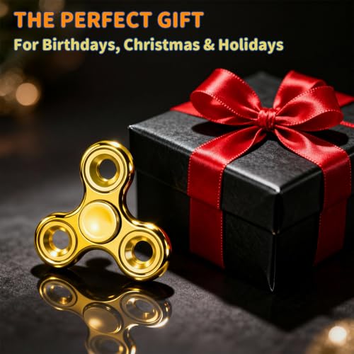 Fidget Toys Adults,Electroplated Metal Fidget Spinner Stress Reducer,High Speed 3-5 Min Quite Spins,Fidgets for Adults & Teens & Kids Age 6+(Golden) - color: Golden