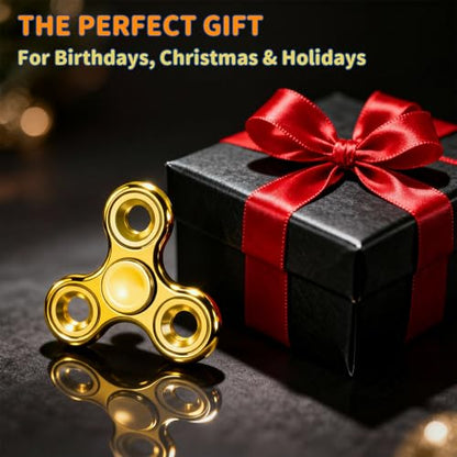 Fidget Toys Adults,Electroplated Metal Fidget Spinner Stress Reducer,High Speed 3-5 Min Quite Spins,Fidgets for Adults & Teens & Kids Age 6+(Golden) - color: Golden