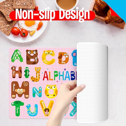 6 Pack Placemats for Kids, Non-Slip Washable, Reusable Alphabet, Number, Shape & Color, Universe, Map Themed Educational Placemats for Home, Kindergarten, Classroom, Nursery - style: Style-B