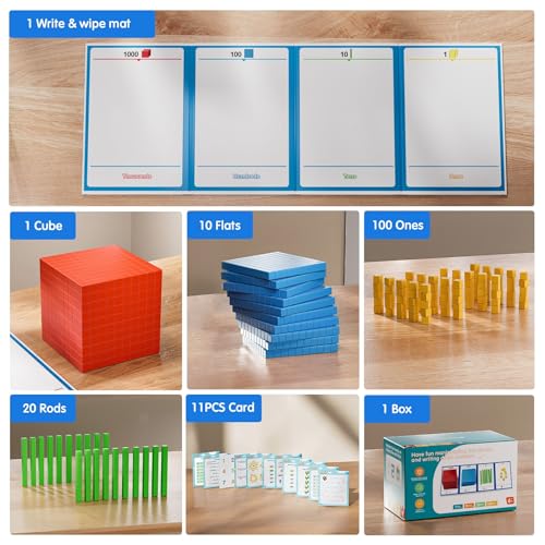 Plastic Base Ten Blocks 143 pcs Base 10 Math Manipulatives for Kids - style: 1p