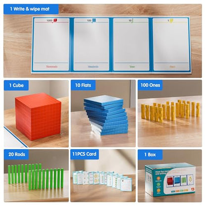 Plastic Base Ten Blocks 143 pcs Base 10 Math Manipulatives for Kids - style: 1p