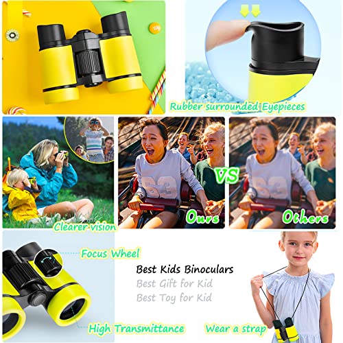 Kids Binoculars Ages 3-12 with Compass & Whistle - color: Yellow