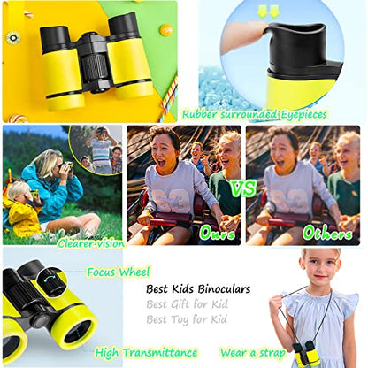 Kids Binoculars Ages 3-12 with Compass & Whistle - color: Yellow