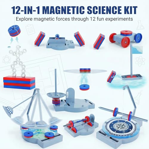 NewFamily Magnetic Science Kit for Kids, 12-in-1 STEM Physics Experiment Kit, Hands-On Magnetism Learning Toy, Ages 6 7 8 9 10 11 12