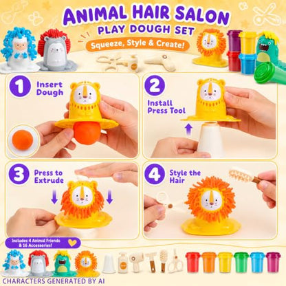 16PCS Play Color Dough Set for Kids Ages 3+,Hair Salon Dough Play Toys
