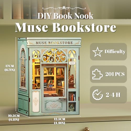 CUTEBEE Book Nook Kit for Adults, DIY Miniature House Kit, Mini House - color: Muse Bookstore