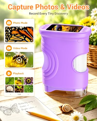 1000X Digital Handheld Microscope for Kids Portable Outdoor Toys & Gifts - color: Purple