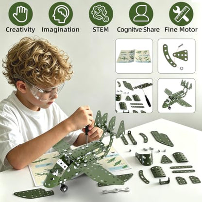 Jixin Xyzhi 3D Metal Airplane Model Kit – Metal Building Kit, STEM DIY Construction Set for Kids Ages 8-16, Mechanical Model Toy, Creative Gift for Boys & Girls (Plane) - style: Plane