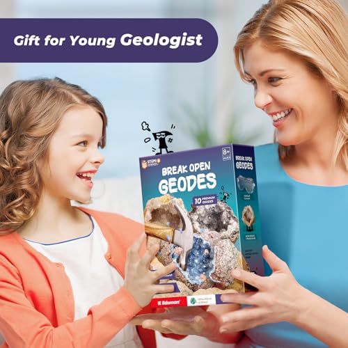 Geode Kit, Break Open 10 Premium Geodes & Crystals, STEM Toy