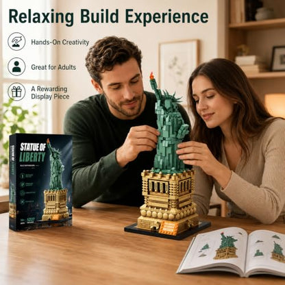Statue of Liberty Building Sets 1470 Pieces Architecture Model Kit with Display Base New York City Landmark Souvenir Gift Construction Toy for Adults & Teens - color: Green