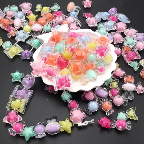 ZLFSRQ Acrylic Candy Beads 250g Assorted Kandi Beads for Jewelry Making