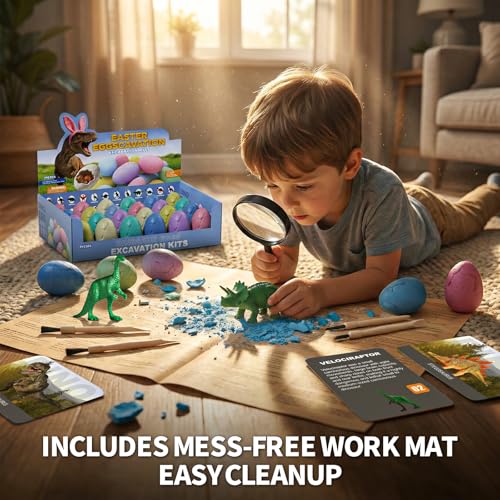 24 Pack Colorful Dinosaur Eggs, Excavation Kit with Learning Cards - style: 24 Dinosaur Eggs(Colorful)