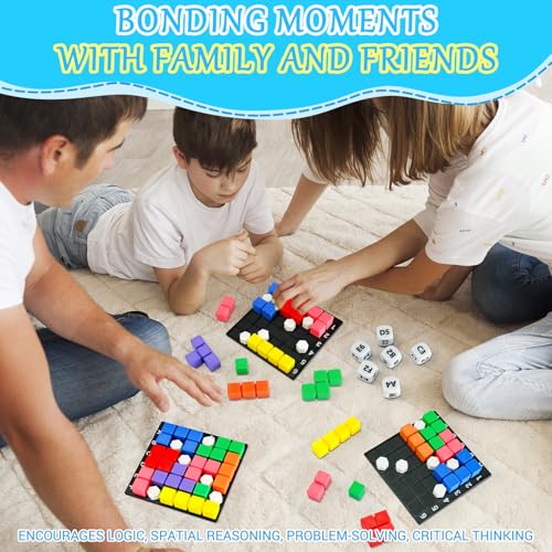 STEM Puzzle Game The Brain Square with 160000+ Solutions Pattern Matching Blocks Brain Teaser Toy Roll Dice & Race Your Opponent to Fill Grid for Kids Birthday (Single Player) - color: 1_player