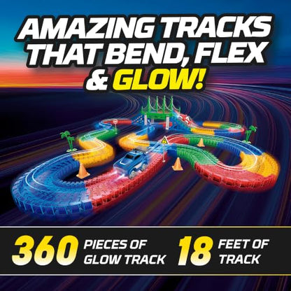 Magic Tracks Mega Set, Race Car Track Set for Kids with 2 Cars, Bendable Flexible Race Track for Kids Ages 4-8 | Playset with 2 Toy Cars & Accessories | Easy Snap Together