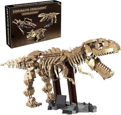 Tyrannosaurus Rex Fossil Skeleton Building Blocks Dinosaur Construction Model Kit with Articulated Joints & Display Stand for Learning & Display STEM for Dino Lovers Kids & Adults - style: Tyrannosaurus Rex Fossil