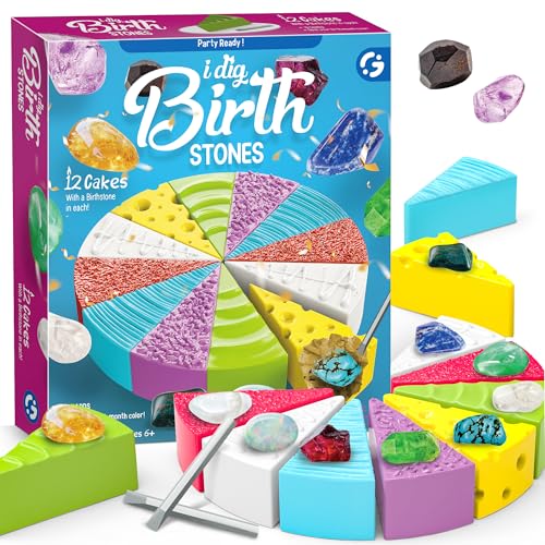 Gamerside Gemstone Dig Kit, 12 Birthstone Gems to Dig Up, Birthday Gift 6+ - color: Birthstone Dig Kit