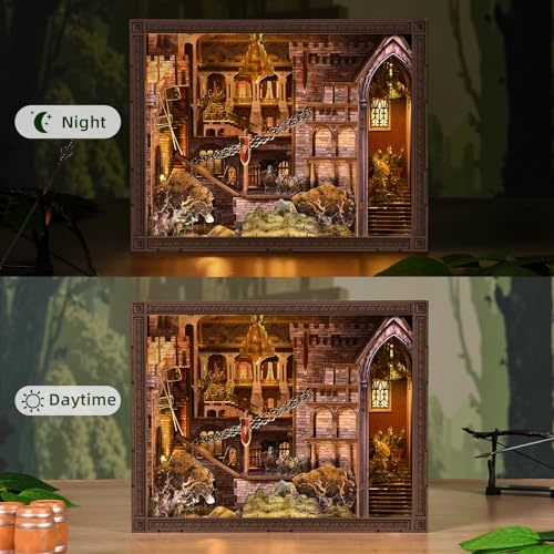 CCCDF Robin Hood Book Nook Kit, DIY Miniature Dollhouse Kit with LED - color: Robin Hood - the Castle's Escape