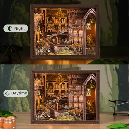 CCCDF Robin Hood Book Nook Kit, DIY Miniature Dollhouse Kit with LED - color: Robin Hood - the Castle's Escape