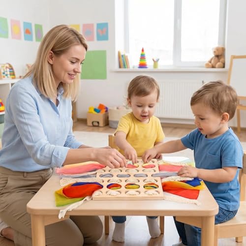 Eray Montessori Wooden Lacing & Weaving Board, Fine Motor Toy for Kids 3+