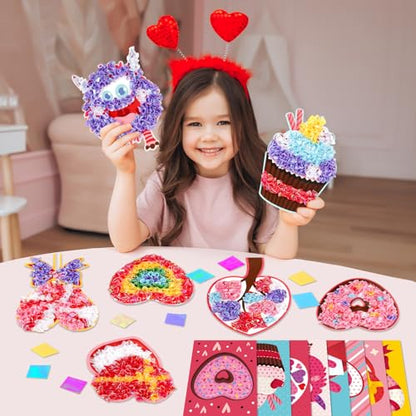 Lonfliness 8 Pcs Valentine Poke in Craft Kits for Kids Mess Free DIY Art - style: Valentines