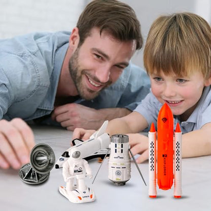 Wbzle Space Exploration Shuttle Toys, Space Explorer Toy Kit, Include Signal Receivers, Satellites, Astronaut, Space Scooter, Space Toys Gift for Exploring Boys and Girls