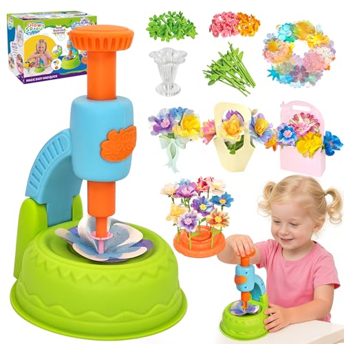 Glowsprout DIY Flower Bouquet Maker Kit with Fabric Petals for Girls, Green - color: blue