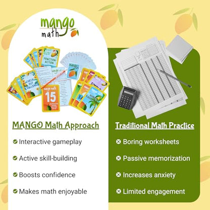 MANGO Math 15® - Math Flash Cards - Educational Math Games for Kids - Multiplication, Division, Fractions Learning Kit -2nd 3rd 4th Grades - Kids 6-12 - Set of 15 Games - English Version - size: English Version, style: Multiplication Division
