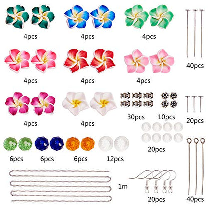 SUNNYCLUE 1 Box DIY 16 Pairs Polymer Clay 3D Flower Stud Earrings Making Kits Flower Spacer Loose Beads Floral Spacer Charms with Earring Hooks and Blank Peg Ear Stud Adult Women, Instruction