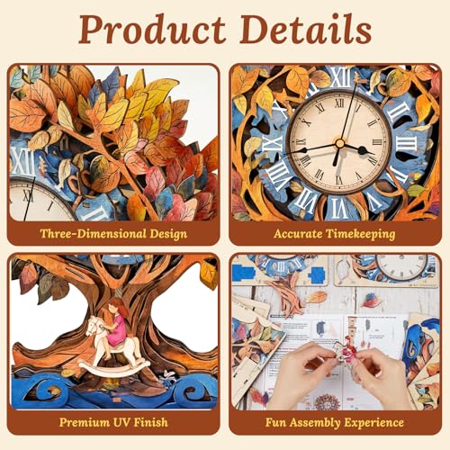 3D Wooden Puzzle for Adults - Tree of Life Clock - color: Tree of Life