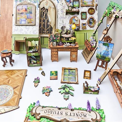 Monet's Studio Book Nook Kit, DIY Miniature House Kit with LED Light - color: Monet's Studio