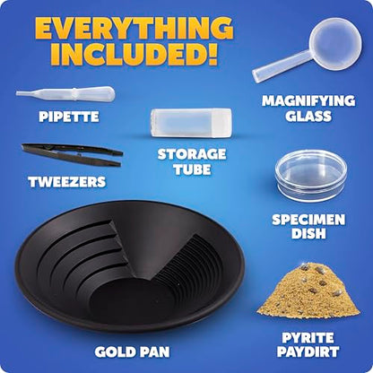 Blue Marble Gold Panning Kit with Real Pyrite Pay Dirt Activity for Kids