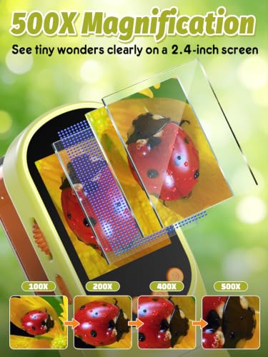 Acoath Microscope for Kids, Bug Catcher, 2.4" IPS Screen Bug Catching Kit - color: Lime Green