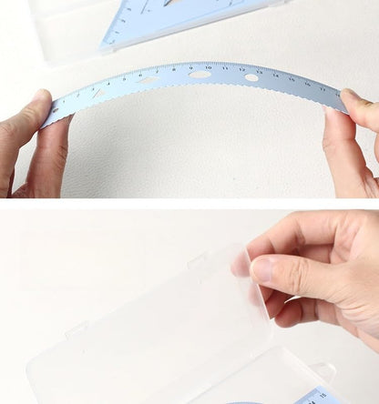 Multifunctional Geometric Ruler Set Protractor Triangle Straight Ruler Hand Measurement Drawing Tools with Storage Box for School Carpentry (Blue-1pc) - color: Blue-1pc