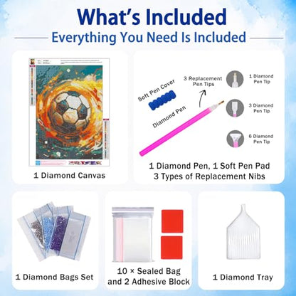 AUKELHJ Soccer Diamond Art Kits for Adults, Diamond Painting, 12x16 Inch - color: 18-Soccer, size: 12X16 inch